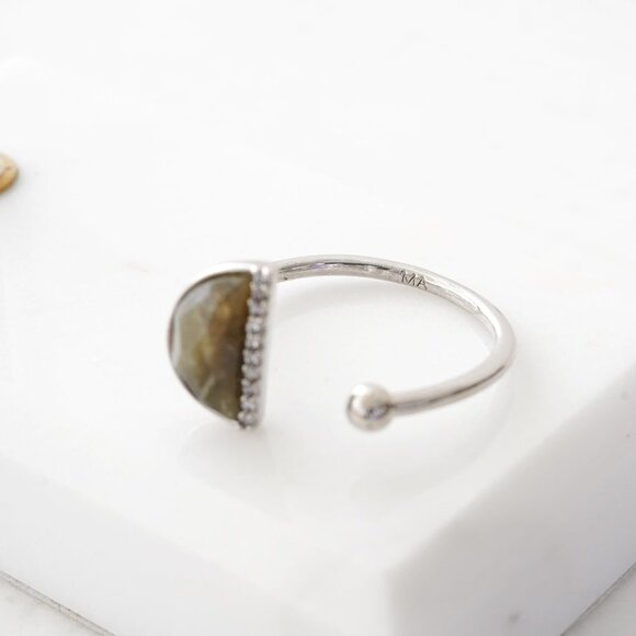 Anthropologie Melanie Auld Half Circle Open Cuff Ring - Picture 1 of 2